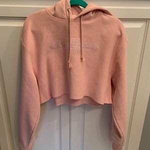 Pink Cropped Champion hoodie. Size small.